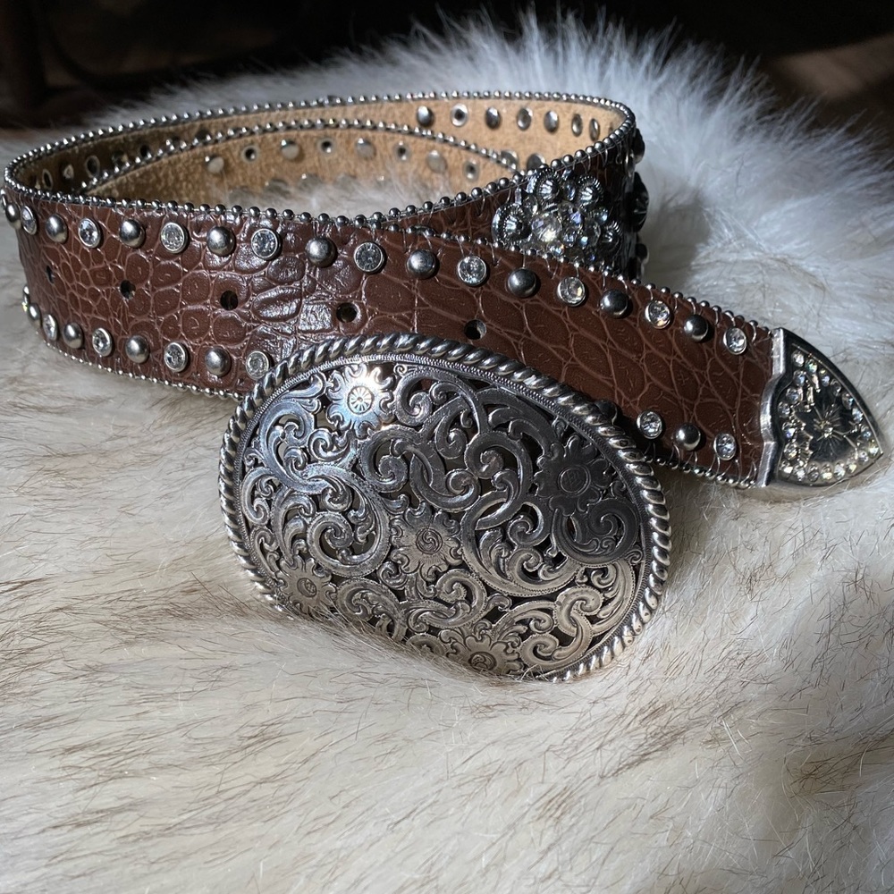 Rhinestone Belt with Silver Buckle